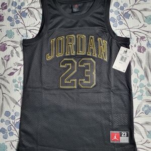 JORDAN Jersey, Authentic, Boys LARGE, Black/Gold, #23